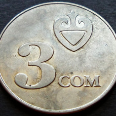 Moneda exotica 3 SOM - KYRGYZSTAN, anul 2008 * cod 2256 B