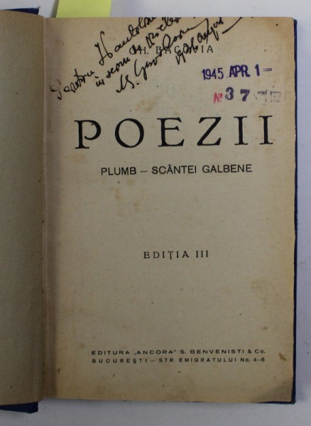 POEZII de GEORGE BACOVIA / DARURILE PAMANTULUI de NICHIFOR CRAINIC , COLIGAT DE DOUA VOLUME , EDITII INTERBELICE