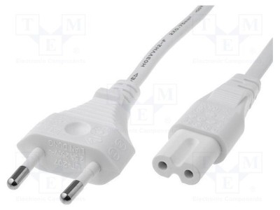 Cablu 2x0,75mm2 CEE 7/16 IEC C7 mamă PVC 1m alb LIAN DUNG foto