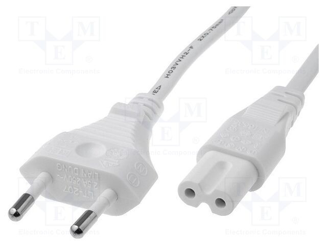 Cablu 2x0,75mm2 CEE 7/16 IEC C7 mamă PVC 1m alb LIAN DUNG