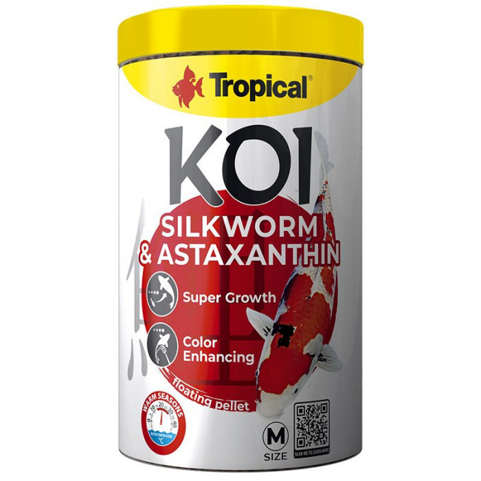 TROPICAL Koi Silkworm &amp;amp; Astaxanthin Pellet - M, 1000ml/320g