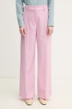 Weekend Max Mara pantaloni de lana femei, culoarea violet, lat, high waist, 2515131041600