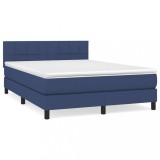 Cumpara ieftin Pat box spring cu saltea, albastru, 140x200 cm, textil