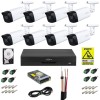 Sistem supraveghere Dahua cu functii inteligente, 8 camere 4K 8MP, lentila 3.6mm, IR 80m, DVR WizSense, Accesorii incluse SafetyGuard Surveillance, Rovision
