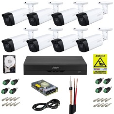 Sistem supraveghere Dahua cu functii inteligente, 8 camere 4K 8MP, lentila 3.6mm, IR 80m, DVR WizSense, Accesorii incluse SafetyGuard Surveillance