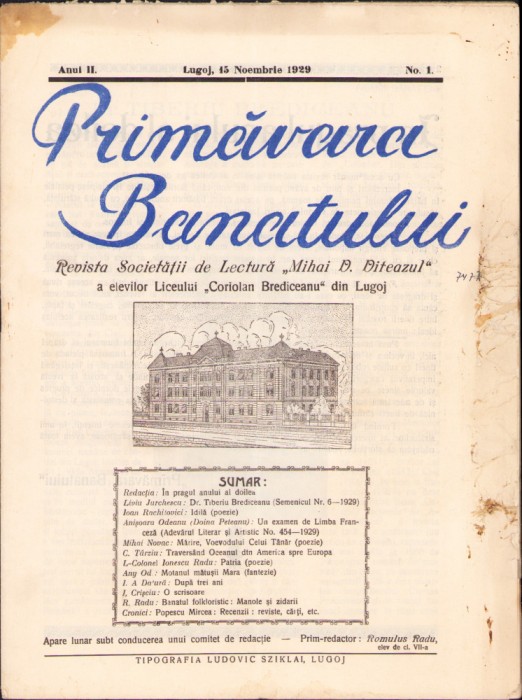 HST Z82 Primăvara Banatului 1/1929 Lugoj