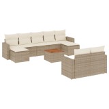 Cumpara ieftin Set canapele de gradina cu perne, 10 piese, bej, poliratan