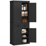 HOMCOM Armoarie de bucătărie bufet de bucătărie multi-spații de depozitare rafturi reglabile 4 uși și sertar mare 76,2 x 40,2 x 183 cm negru | Aosom R