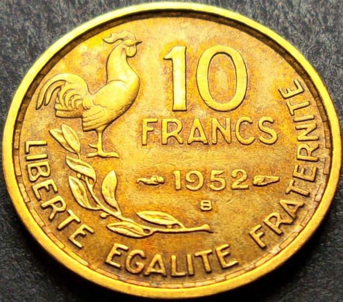 Moneda istorica 10 FRANCI - FRANTA, anul 1952 *cod 1498 - litera B