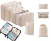 Organizatoare pentru valiza Salestore.ro® set 8 huse durabile, impermiabile, cu finisaje calitative, Poliester, Bej
