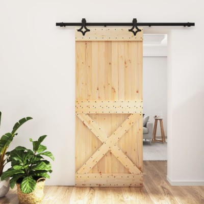 vidaXL Ușă glisantă cu set feronerie, 90x210 cm, lemn masiv de pin 3203154 foto