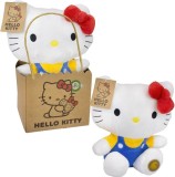 Jucarie de Plus Hello Kitty Salopeta Albastra in Punga de Cadou 27 cm