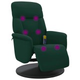 Fotoliu masaj rabatabil cu taburet, verde inchis, catifea