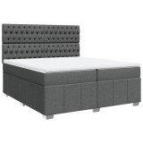 Cumpara ieftin Pat box spring cu saltea, gri inchis, 200x200 cm, textil