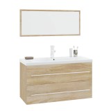 Cumpara ieftin Set mobilier de baie, 3 piese, stejar sonoma