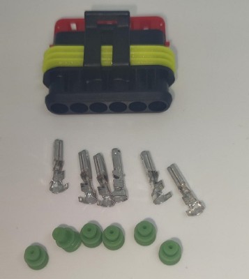 Set conector cablu Superseal 1.5 mama mufa 6 pin 6 pini inclusi + 6 garnituri incluse IP67 TE Connectivity 282090-1-SET-F foto