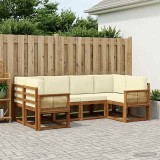 Cumpara ieftin Set de canapele de exterior 6 buc. 6-Locuri Natural si Crem