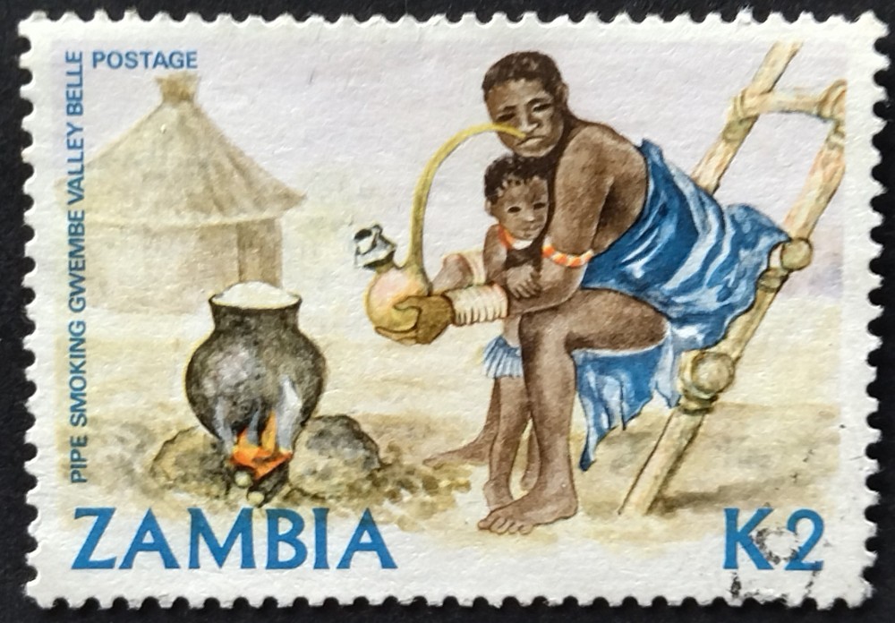 ZAMBIA-''Fumatul cu pipa-val mare a seriei uzuala-nestampilat-MNH ...