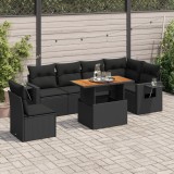 Gossi set canapele de gradina cu perne, 7 piese, negru, poliratan