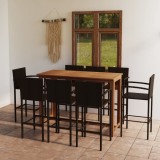 VidaXL Set mobilier bar de grădină, 9 piese, maro