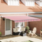 vidaXL Marchiză retractabilă manuală cu dungi roșii și albe 400x300 cm