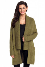 A742-120 Cardigan casual accesorizat cu buzunare foto