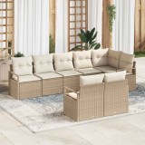 VidaXL Set de canapele pentru grădină cu pernă 8 pcs Bej, crem