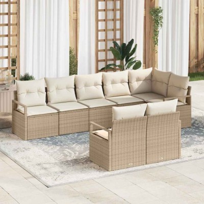 vidaXL Set de canapele pentru grădină 8 pcs Bej Rattan poli foto