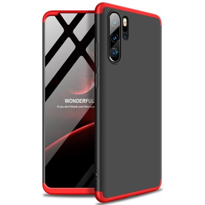 Husa de protectie 360&amp;deg; (fata+spate) pentru Huawei P30 Pro, GKK, Policarbonat, Negru/Rosu foto