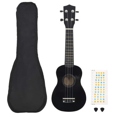 Set ukulele Soprano pentru copii, cu husă, negru, 23&amp;quot; foto