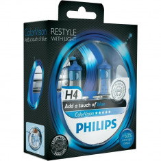 Set 2 Becuri auto far halogen Philips H4 Color Vision Blue 12V 55W foto