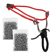 Set prastie metalica DEPOX&reg;, Sling King, snur, negru, 15 cm si 200 bile metalice
