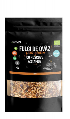 Fulgi de Ovaz Fini Fara Gluten cu Roscove si Stafide Bio 200 grame Niavis foto