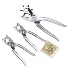 Set 3 piese, cleste capsat, preducea, fixat inele cu capse si inele, pentru gaurit curele, articole imbracaminte foto