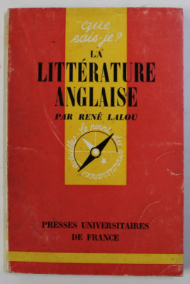 LA LITTERATURE ANGLAISE par RENE LALOU , 1964 foto