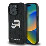Husa pentru Apple iPhone 16 Pro, Karl Lagerfeld, Monogram Karl &amp; Choupette&#039;s Heads, Neagra