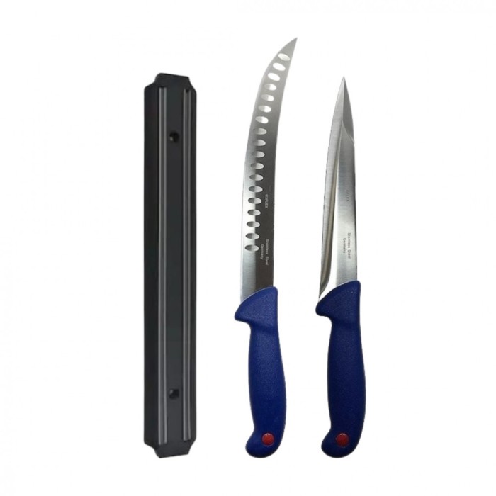 Set profesional de macelarie, 2 cutite otel carbon, injunghiat, transat, degresat, suport magnetic