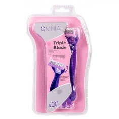 Aparat de Ras Triple Blade, Omnia, Aloe Vera și Vitamina E, Set 3 Bucăți, Mov