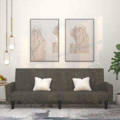 Gossi canapea extensibila cu 2 locuri, gri inchis, catifea