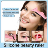 Sablon multifunctional 5 in 1 din silicon pentru makeup ochi, fata, sprancene, buze, 149.4x41.4x8 mm, Mov, Oem