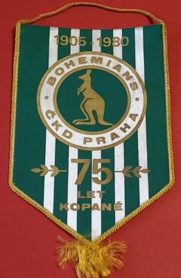 Fanion fotbal-BOHEMIANS CKD PRAGA (Cehoslovacia) aniversare 75 de ani 1905/1980 foto