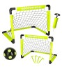 Set 2 mini porti de fotbal cu plasa, minge si pompa, 64 x 50 x 50 cm