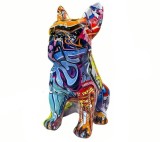 Figurina Caine, Zamo&reg;, Model Bulldog Francez, din Rasina Pictata Manual, Multicolora, 15.5 x 11 x 21