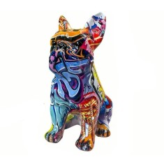 Figurina Caine, Zamo&reg;, Model Bulldog Francez, din Rasina Pictata Manual, Multicolora, 15.5 x 11 x 21