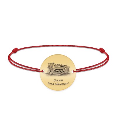 Doxa - Bratara personalizata snur educatoare din argint 925 placat cu aur galben 24K foto
