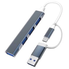 Hub Usb cu 4 Porturi si Multi-interface Adaptor Usb C Compatibil si cu Macbook, Telefoane Mobile, Inclusiv iPhone