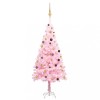 Brad Crăciun pre-iluminat cu set globuri, roz, 210 cm, PVC