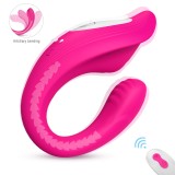 Stimulator Dublu Bendable Nifty, 9 Moduri Vibratii, Remote Control, Silicon, USB, Roz, Passion Labs