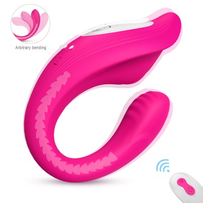 Stimulator Dublu Bendable Nifty, 9 Moduri Vibratii, Remote Control, Silicon, USB, Roz, Passion Labs foto