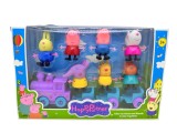 Set figurine familie Peppa Pig cu trenulet jucarie copii 8 piese